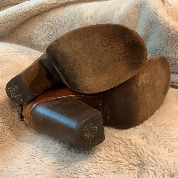 Bed Stu Onset Peep Toe Women’s Cognac Leather Zipper Ankle &amp; Booties Boots