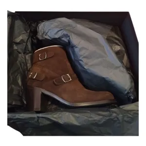 Belstaff Trialmaster‎ Dark Brown Short Ladies Boots Buckle Suede Leather Sz 7