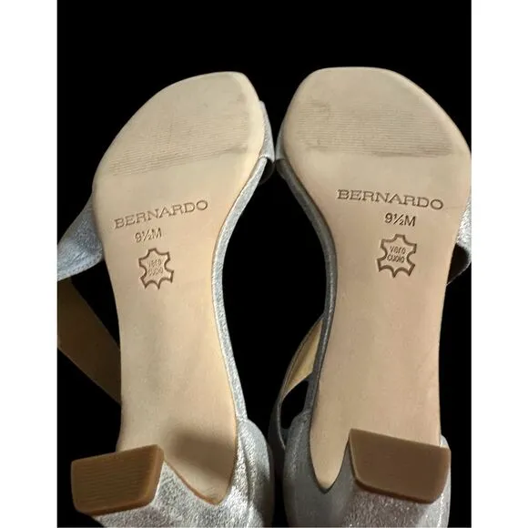 Bernardo Camille Strappy Sandal silver tumbled leather. US 9.5 MSRP $185