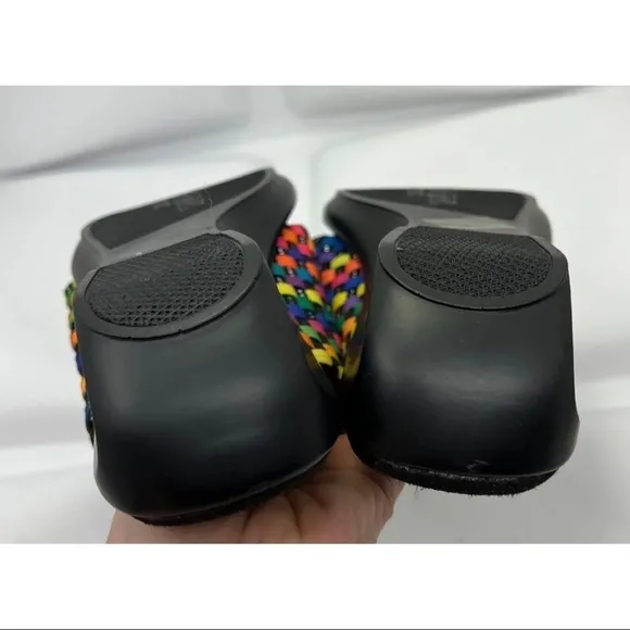 Bernie Mev 36 Sz 5 Women Rainbow Elastic Woven Thong Slide Sandals RARE NEW