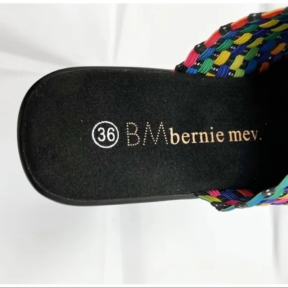 Bernie Mev 36 Sz 5 Women Rainbow Elastic Woven Thong Slide Sandals RARE NEW