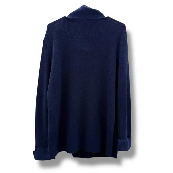 Beyond Threads Alexa Alpaca Wool Apron Front Indigo Blue Sweater Jacket Sz L