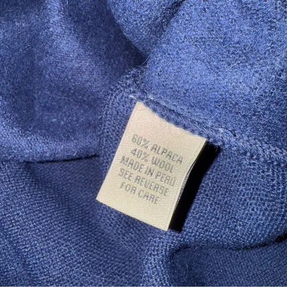 Beyond Threads Alexa Alpaca Wool Apron Front Indigo Blue Sweater Jacket Sz L