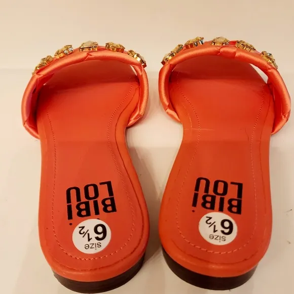 BIBI LOU x Anthropologie satin woven embellished Sandals in Orange size 6.5