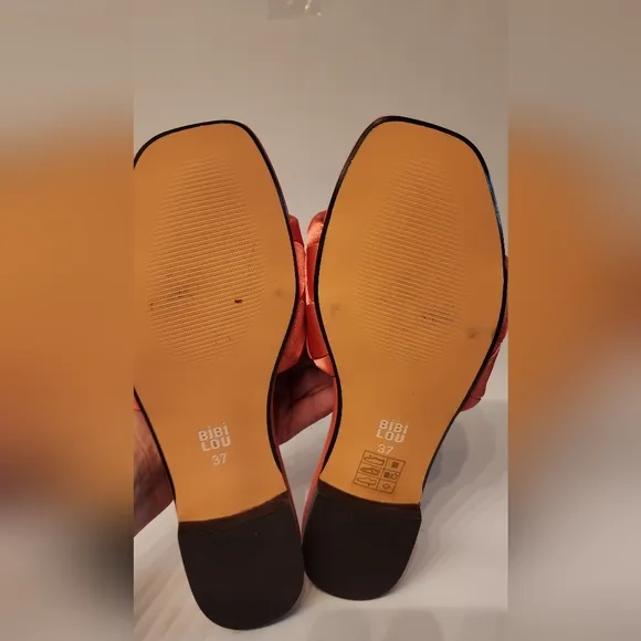 BIBI LOU x Anthropologie satin woven embellished Sandals in Orange size 6.5