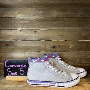 Big‎ Kids Converse Gray Hi Top Double Layer Paint Drip Shoes Sneakers Size 5 Y