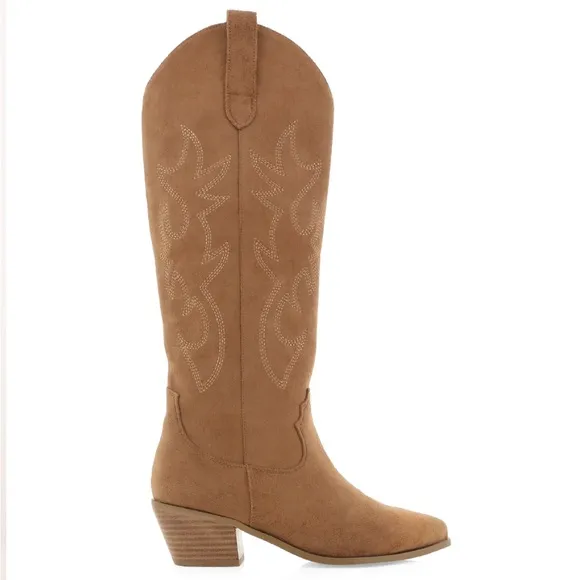BILLINI Tan Faux Suede Knee-High Western Boots ~ NWOT
