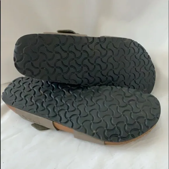 BIRKENSTOCK Criss Cross Slide Leather Sandals - Size 12