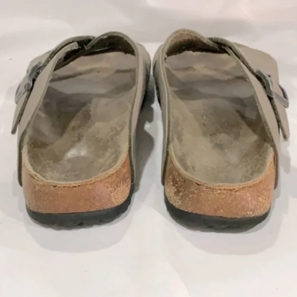 BIRKENSTOCK Criss Cross Slide Leather Sandals - Size 12