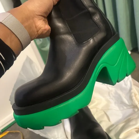 Black and Green Women's Platform Boots