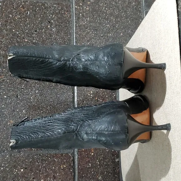 BLACK BOOTS COWGIRL GRETA BY ARANGO WESTERN POINTED TOE OSTRICH BOTAS
