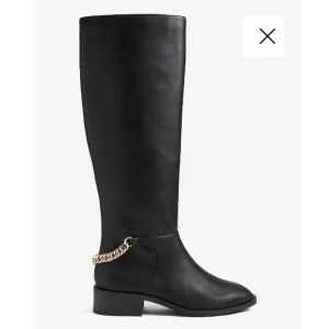 Black Chain Riding Boots, New with Tag