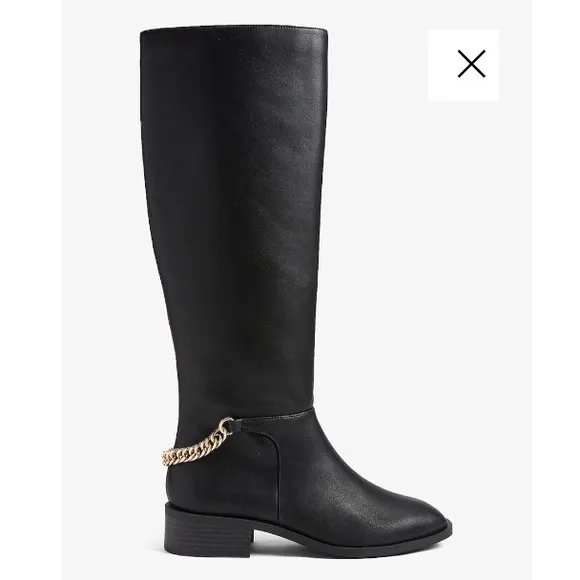Black Chain Riding Boots, New with Tag