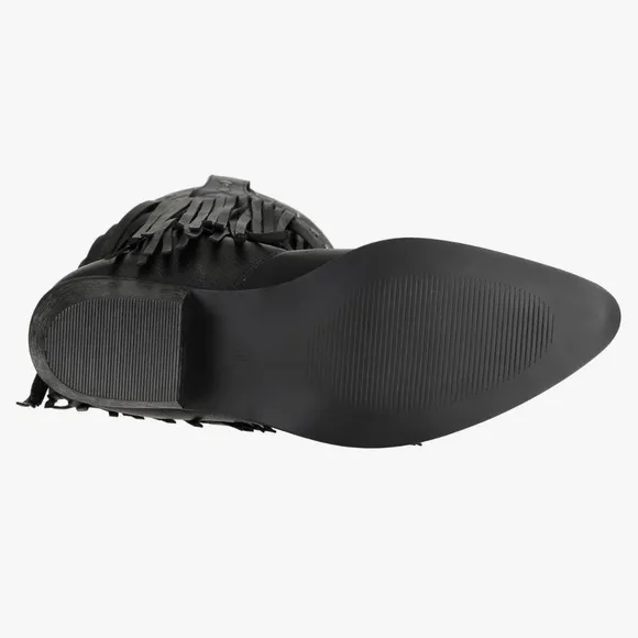 Black Fringe Western Boots