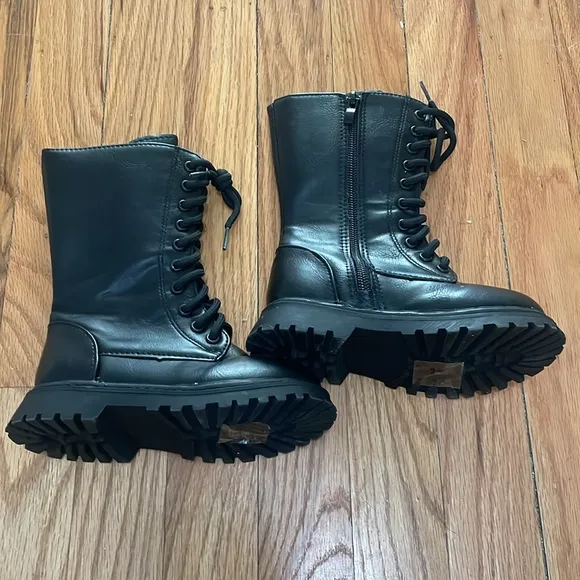 Black Lace-Up girls Boots toddler size 10