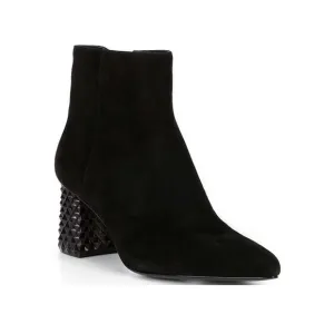 Black Suede Kinsley Ankle Boots with Textured Heel Size 8