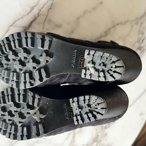 Black Suede Prada Ankle Boots