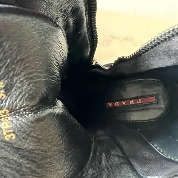 Black Suede Prada Ankle Boots