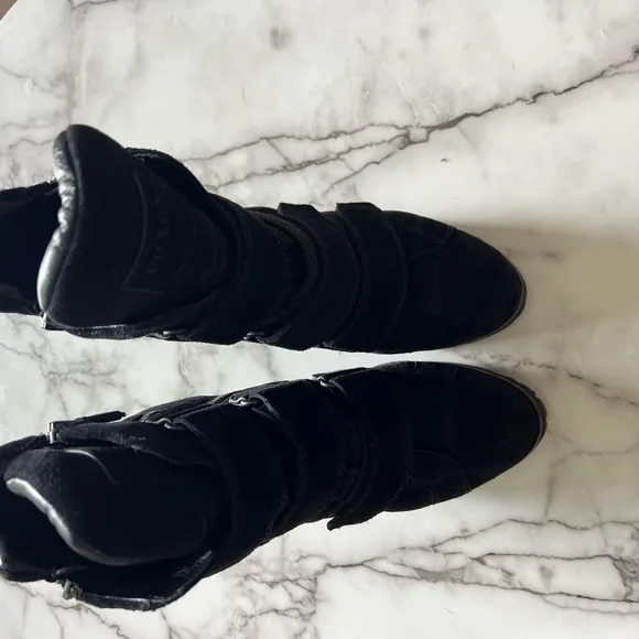 Black Suede Prada Ankle Boots