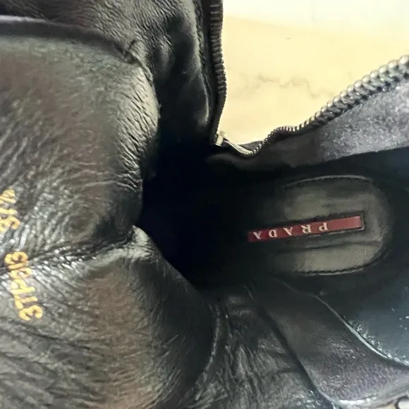 Black Suede Prada Ankle Boots