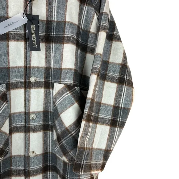 BLANK NYC Wool Blend Reversible Plaid Button Front Longline Jacket Fall Winter M