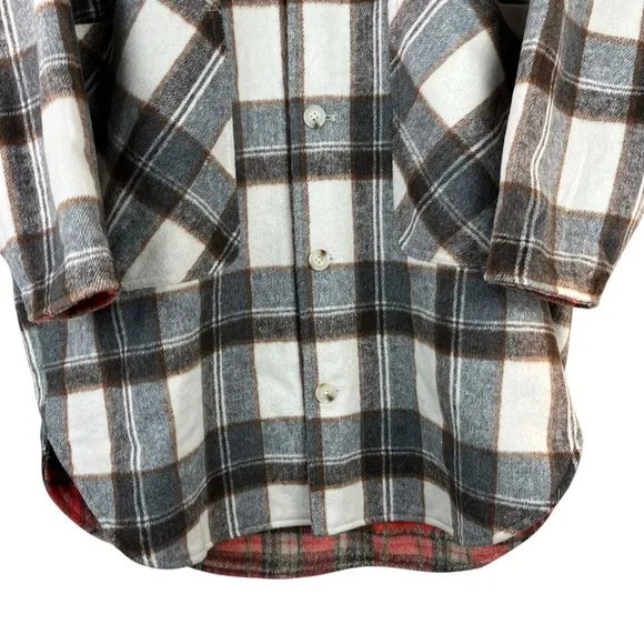 BLANK NYC Wool Blend Reversible Plaid Button Front Longline Jacket Fall Winter M