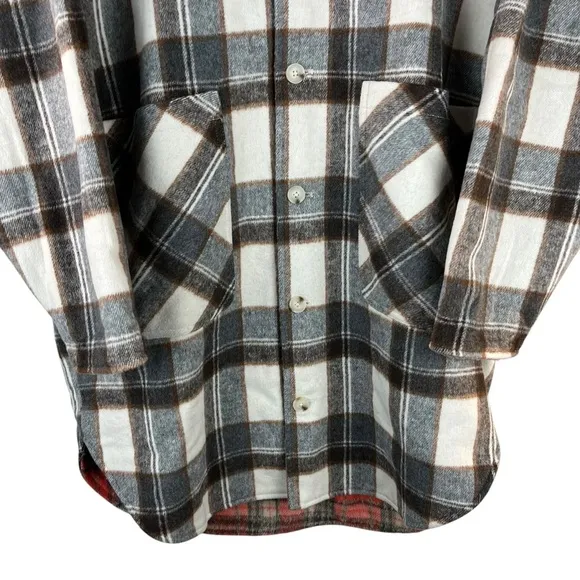 BLANK NYC Wool Blend Reversible Plaid Button Front Longline Jacket Fall Winter M