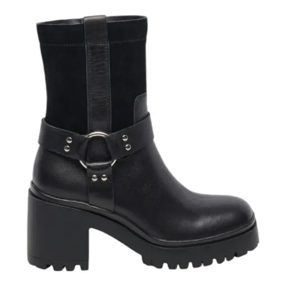 Blondo Rebel Waterproof Black Heeled Moto Grunge Boots Women's Size 9 M New!