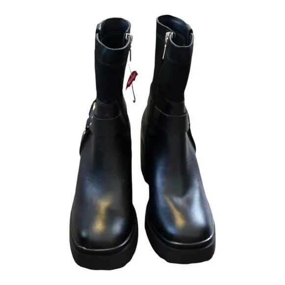 Blondo Rebel Waterproof Black Heeled Moto Grunge Boots Women's Size 9 M New!