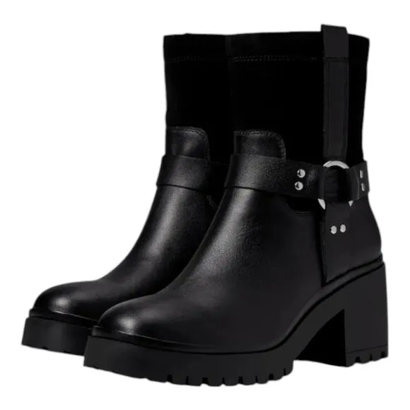 Blondo Rebel Waterproof Black Heeled Moto Grunge Boots Women's Size 9 M New!