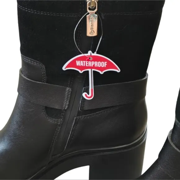 Blondo Rebel Waterproof Black Heeled Moto Grunge Boots Women's Size 9 M New!