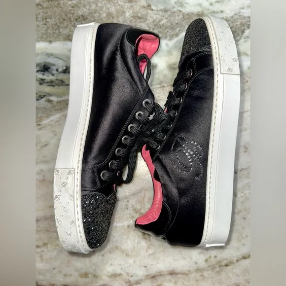 Blumarine Black Glitter Top Sneaker 9