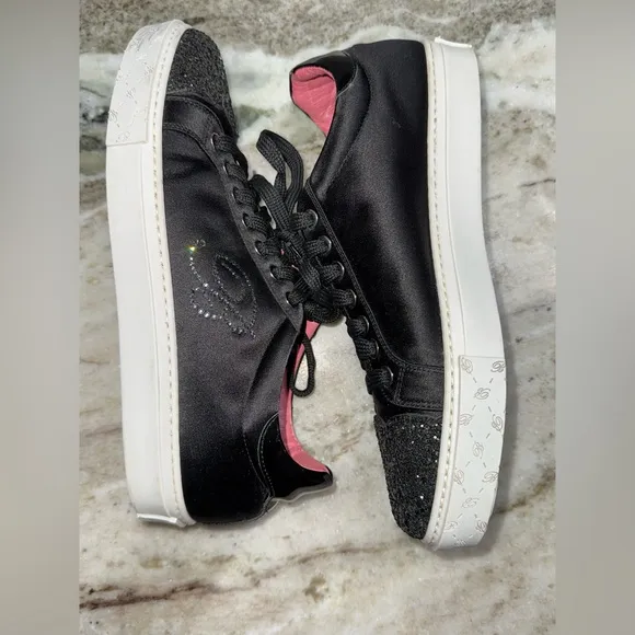 Blumarine Black Glitter Top Sneaker 9
