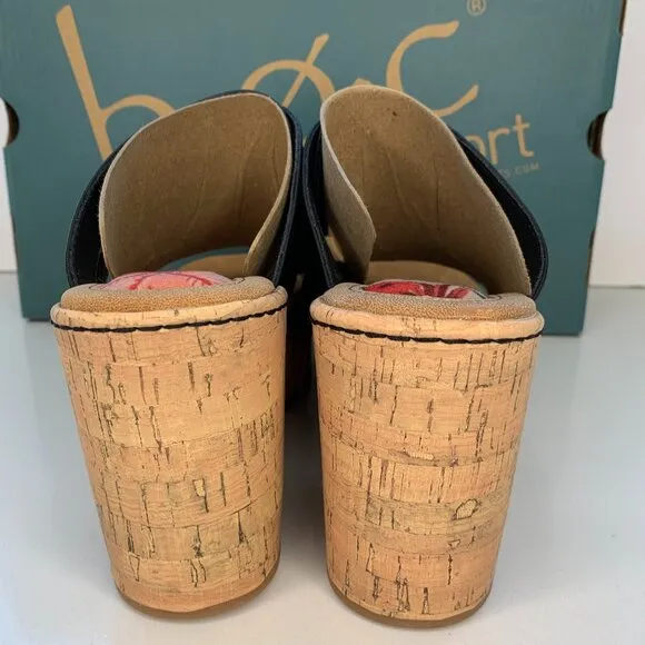 BOC by Born Cora Wedge Sandals Woven Slip On Platform Black Size 10 NEW