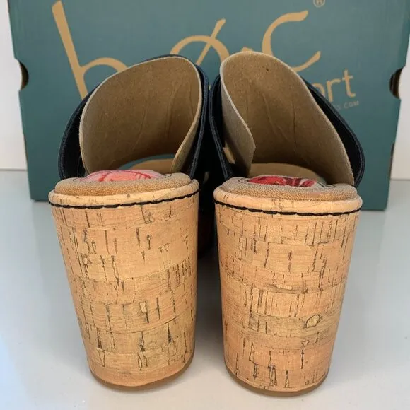 BOC by Born Cora Wedge Sandals Woven Slip On Platform Black Size 9 NEW