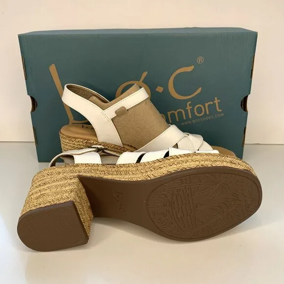 BOC by Born Melodie Sandals Woven Platform Heels White Size 9 NEW