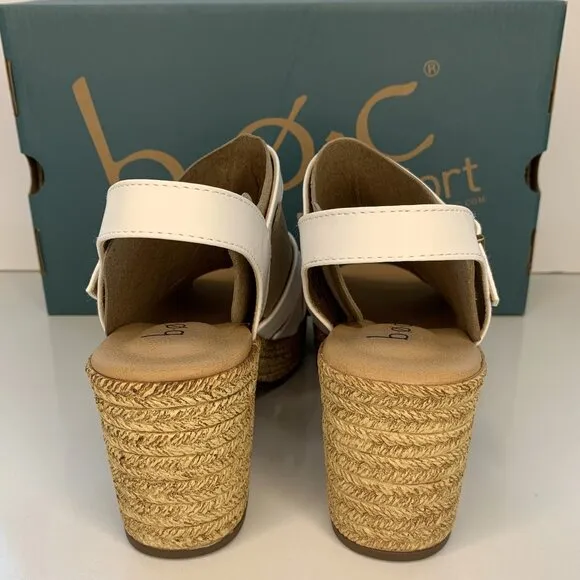 BOC by Born Melodie Sandals Woven Platform Heels White Size 9 NEW