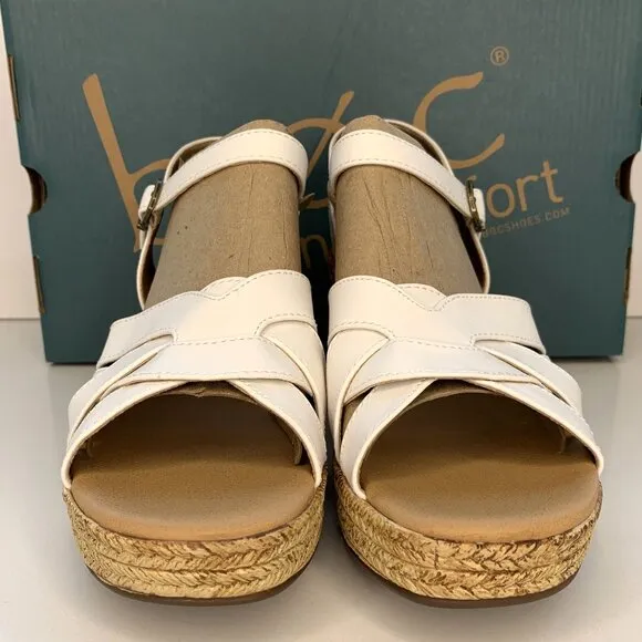 BOC by Born Melodie Sandals Woven Platform Heels White Size 9 NEW