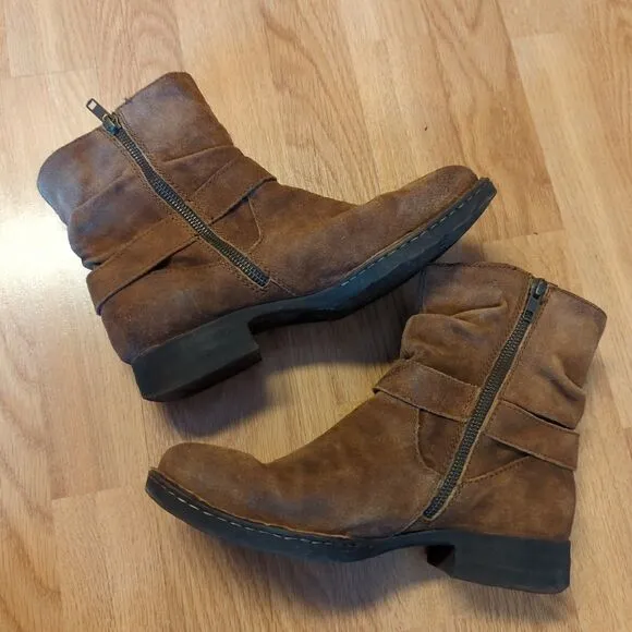 Born Cory Rust Boots Womens 8.5M Brown Leather Western Zip Tassels