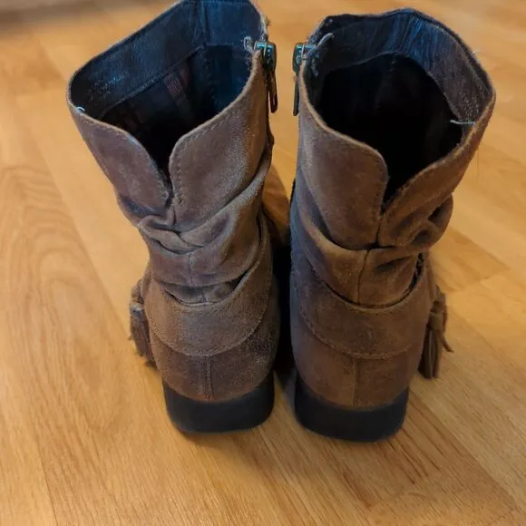 Born Cory Rust Boots Womens 8.5M Brown Leather Western Zip Tassels