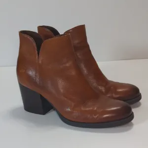 Born Olivia Women's Brown Leather Ankle Boots Size 9.5