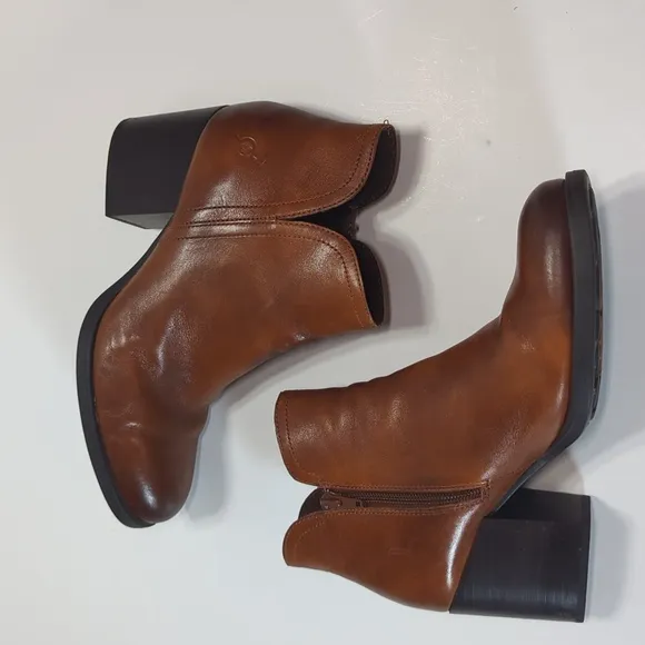 Born Olivia Women's Brown Leather Ankle Boots Size 9.5