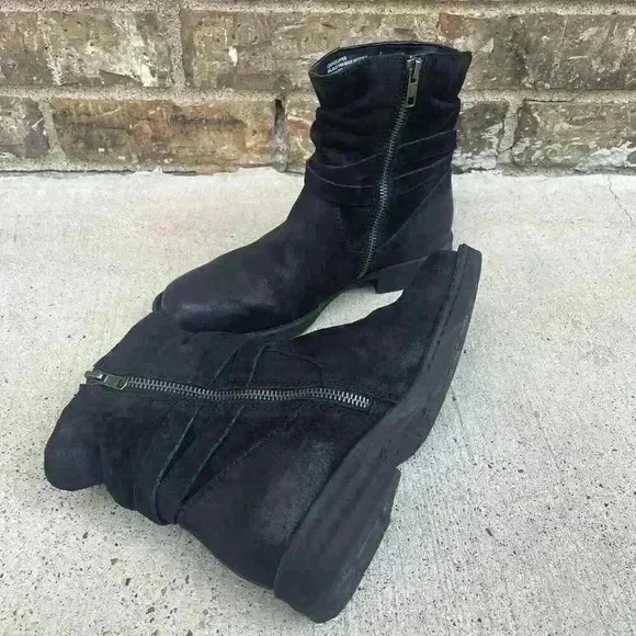 Born Women 7M Kenya Moto Grunge Black Suede Goth Boots Zip Up Fringe Western
