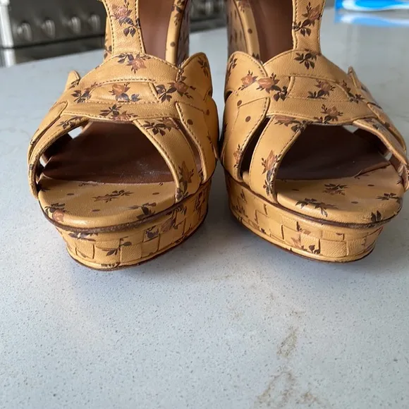 Bottega Veneta Floral Intrecciato Wedge Sandals