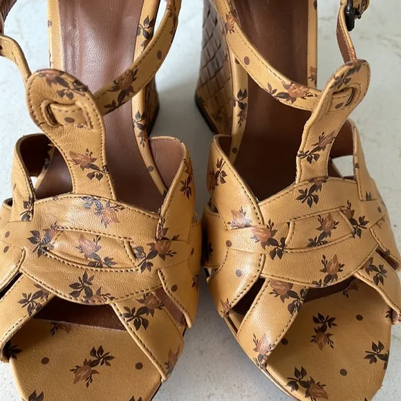 Bottega Veneta Floral Intrecciato Wedge Sandals