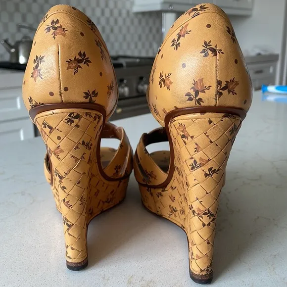 Bottega Veneta Floral Intrecciato Wedge Sandals