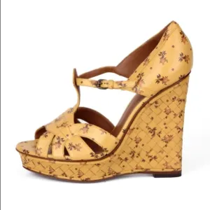 Bottega Veneta Floral Intrecciato Wedge Sandals