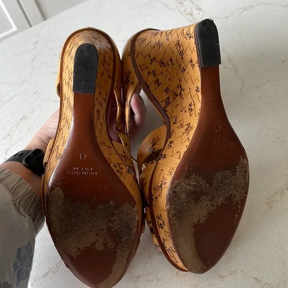Bottega Veneta Floral Intrecciato Wedge Sandals