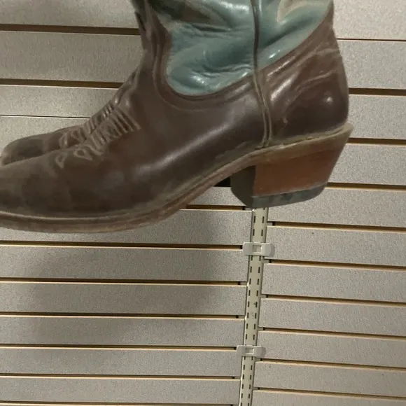 Boulet Cowboy Boots Leather Size 8 C Western Riding Canada Brown Turquoise Tops