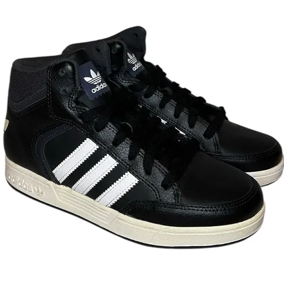 Brand New ADIDAS Sneakers Size 4 Youth Black White High Top Shoes Lace up